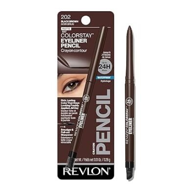 Revlon ColorStay Pencil Waterproof Eyeliner, Smudge-Proof, Eye Makeup with Built-In Sharpener, 202 Black Brown, 0.01 oz
