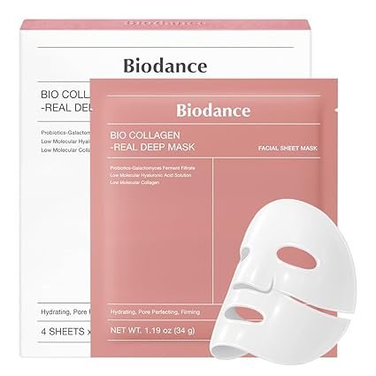 BIODANCE Bio-Collagen Real Deep Mask, Hydrating Overnight Hydrogel Mask, Pore Minimizing, Elasticity, Plumping Improvement, Korean Skin Care, Valentines Day Gifts for Her | 1.19oz(34g) x 4ea