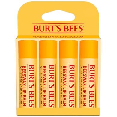 Burt's Bees Lip Balm - Original Beeswax, Lip Moisturizer With Responsibly Sourced Beeswax, Tint-Free, Natural Origin Conditioning Treatment, 4 Tubes, 0.15 oz.
