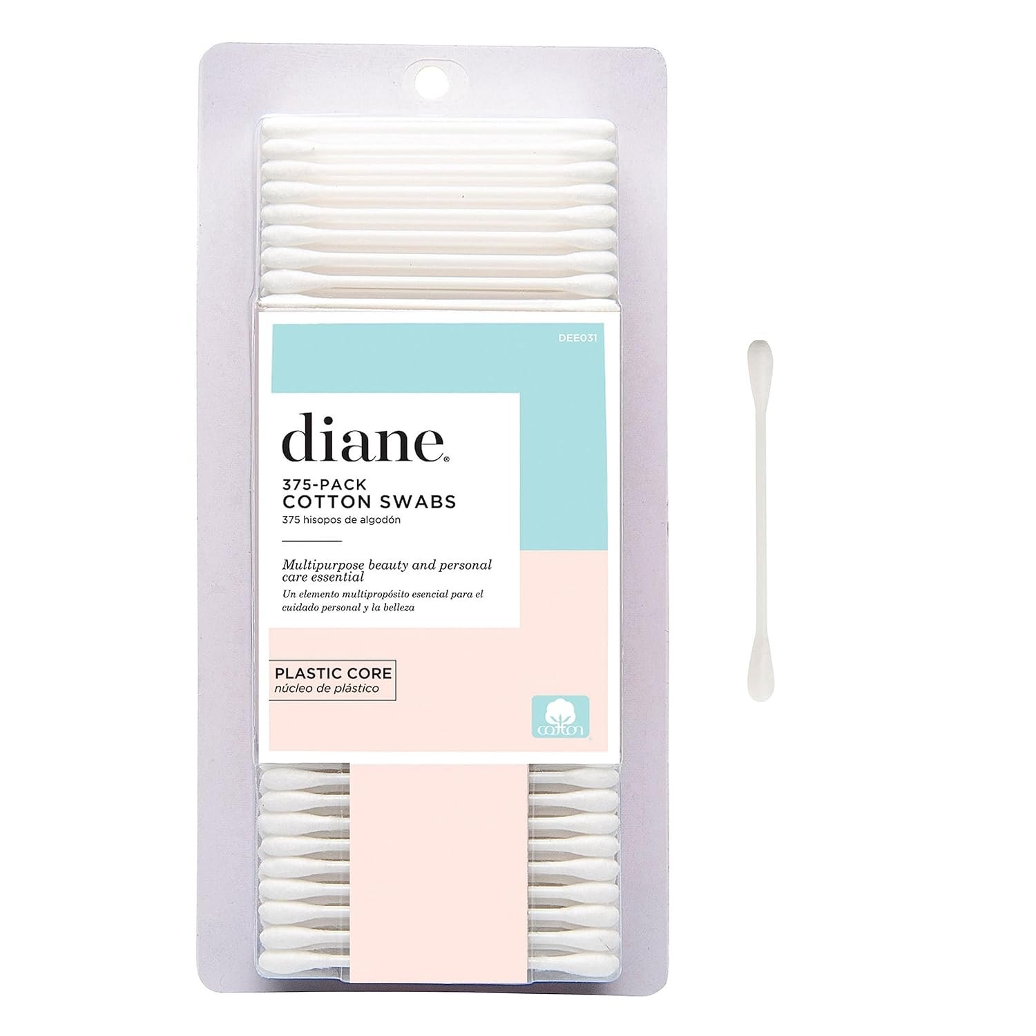 Diane Cotton Swabs, 375 ct. 1-Pack - Super Soft for Sensitive Skin, Gentle on Face, Makeup and Beauty Applicator, Nail Polish Removal, 3 inches long for Beauty, Personal Care, Crafts