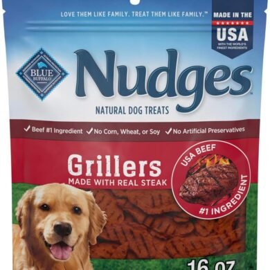 Blue Buffalo Nudges Grillers Natural Dog Treats, Made in the USA with Real Steak, 16-oz Bag