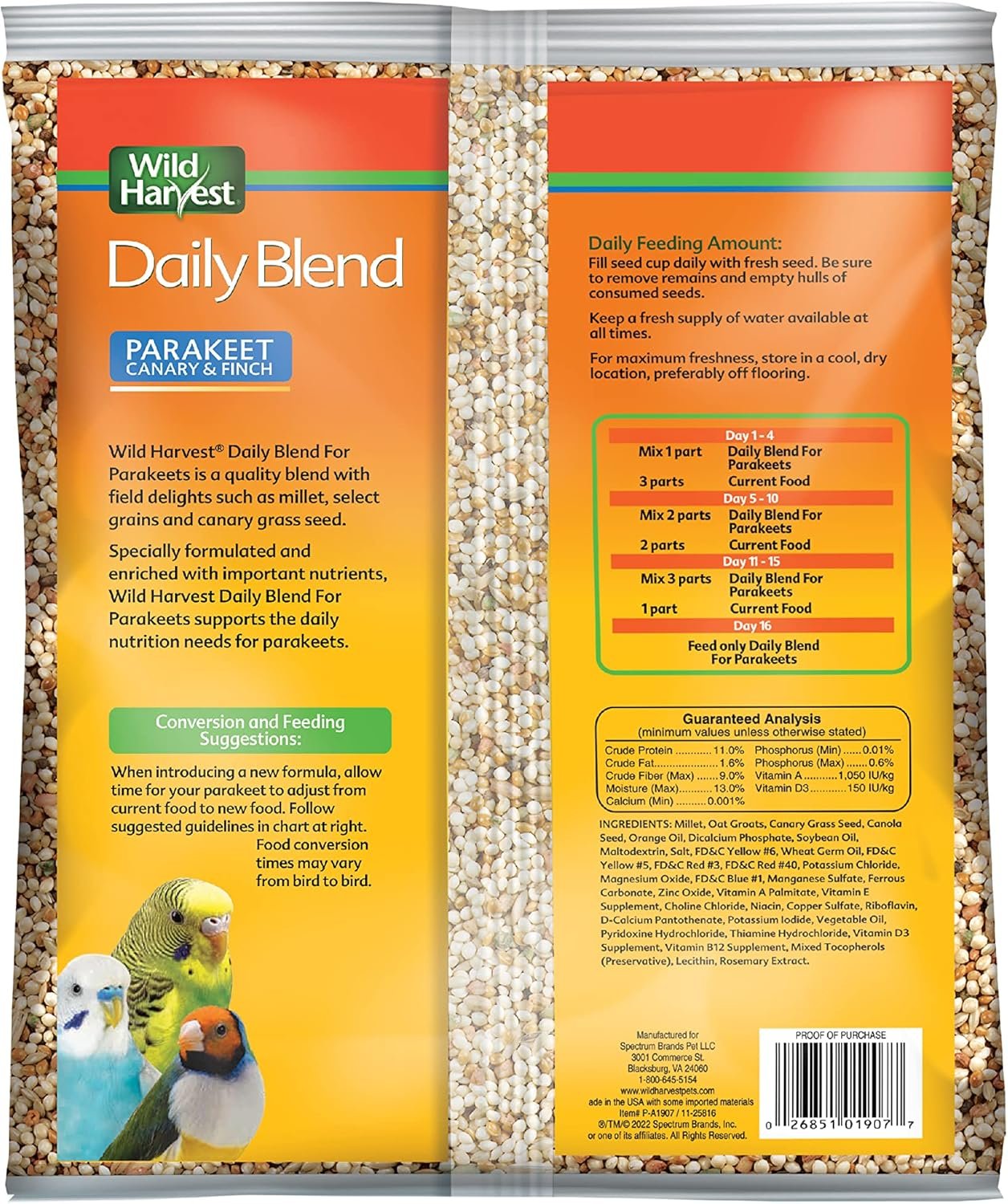 Wild Harvest Daily Blend Nutrition Diet Parakeet, Canary And Finch, Bird Food, 5 Pounds - Image 2