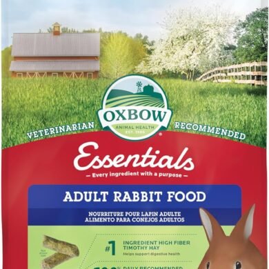 Oxbow Essentials Rabbit Food, Adult Rabbit, Made with Oxbow Timothy Hay, Pet Pellets with Vitamins & Minerals, Small Animal Pet Products, Bunny Supplies, Made in USA, Bunny Food, 5 lb