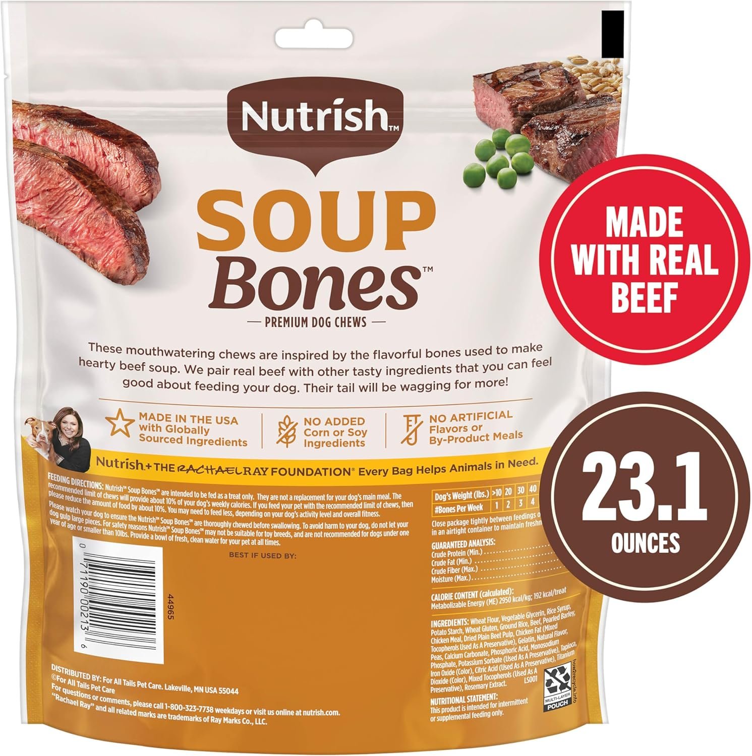 Nutrish Soup Bones Premium Dog Chews with Real Beef and Barley, 11 Chews, Packaging May Vary (Rachael Ray) - Image 3