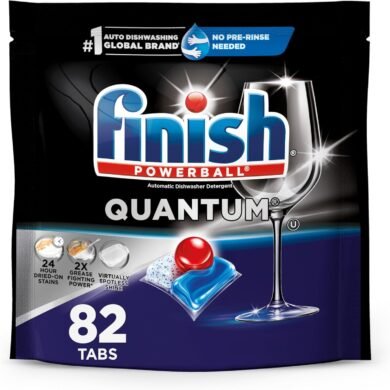 Finish Quantum Dishwasher Pods, No Pre-Rinse Dishwasher Detergent Soap Removes 24HR Dried-On Stain and Grease, Leaving a Virtually Spotless Shine, 82 Count