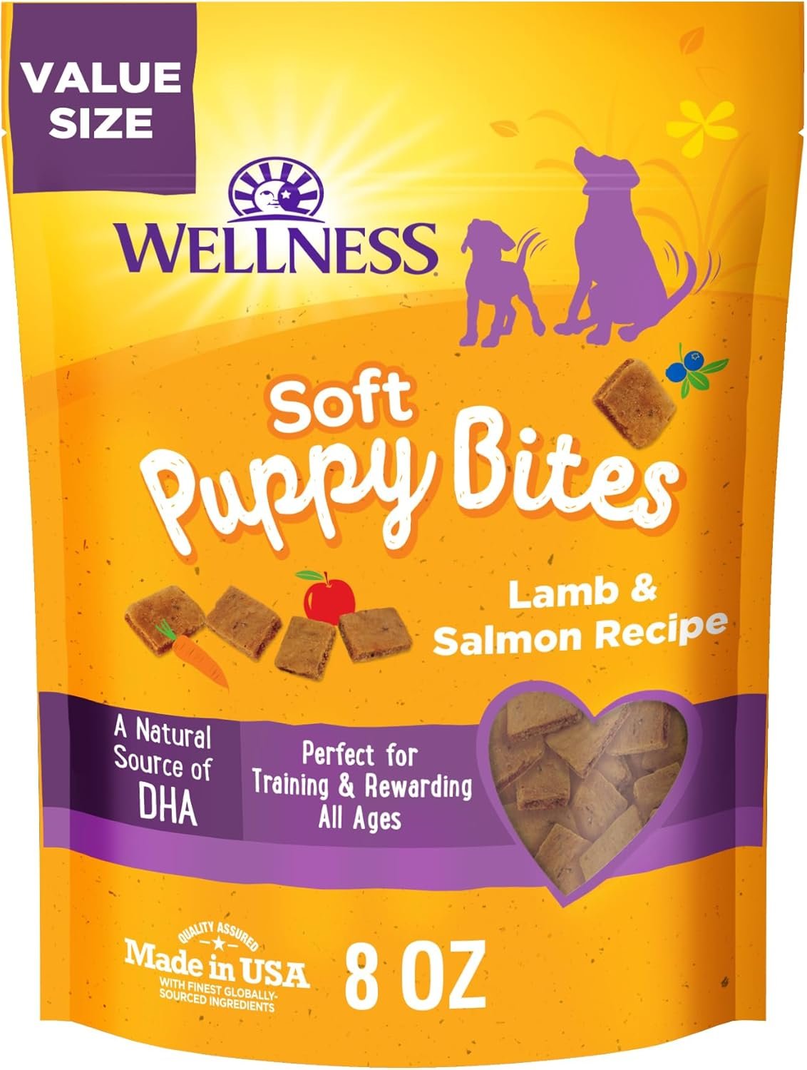 Wellness Puppy Treats, Natural, Training Treat, Grain Free, Soft Lamb & Salmon (8 Ounce Bag)