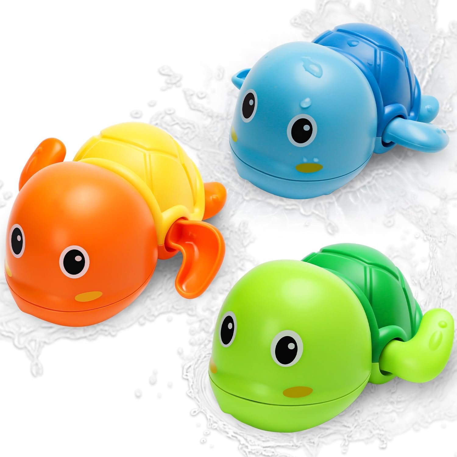 Bath Toys, Cute Swimming Turtle Baby Bath Toys for Toddler 1-3, Water Pool Floating Wind Up Toys for 1 Year Old Boy Girl Gifts, Infant Toddlers Kids Bathtub Toys, 3 Pack - Image 2