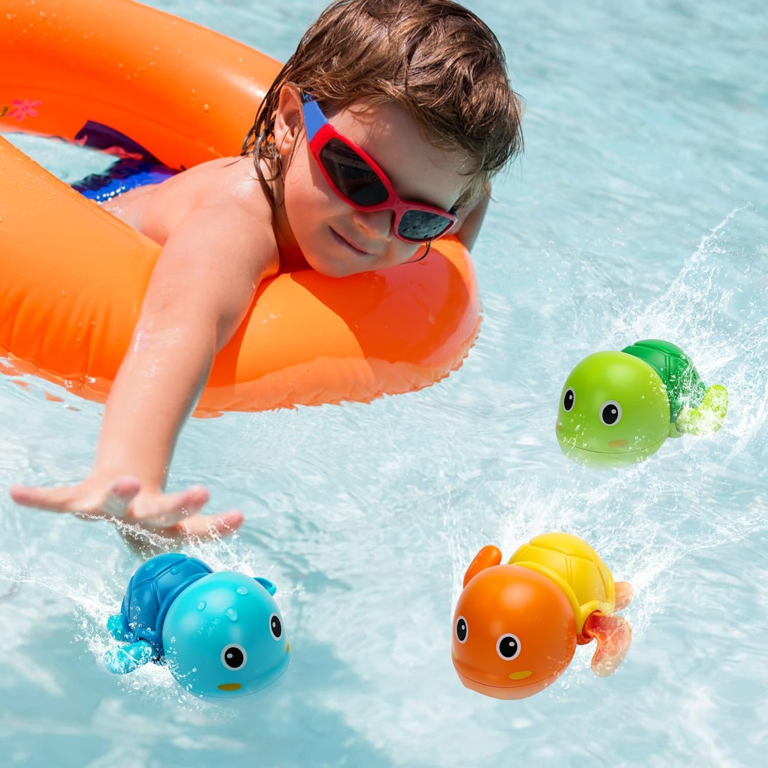 Bath Toys, Cute Swimming Turtle Baby Bath Toys for Toddler 1-3, Water Pool Floating Wind Up Toys for 1 Year Old Boy Girl Gifts, Infant Toddlers Kids Bathtub Toys, 3 Pack - Image 6