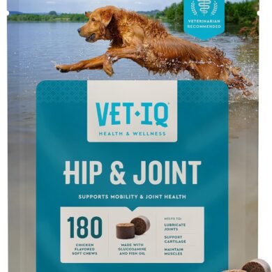 VetIQ Glucosamine Hip & Joint Supplement for Dogs, 180 Soft Chews, Joint Support Supplement with MSM and Krill, Dog Health Supplies Large & Small Breed, Chicken Flavored Chewables