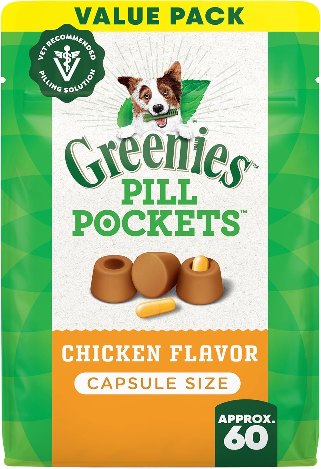Greenies Pill Pockets for Dogs, Large Size Soft Dog Treats, Chicken Flavor 15.8 oz. Pouch