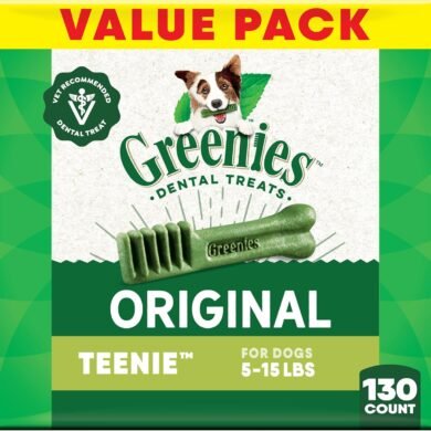 Greenies Veterinarian-Recommended Natural Dental Dog Treats Teenie Size, Original Flavor, 36 oz. Pack, 130 Count