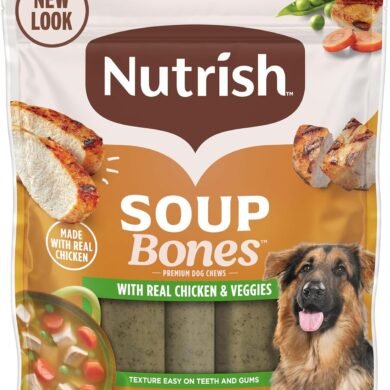 Nutrish Soup Bones Premium Dog Chews with Real Chicken and Veggies, Soft Texture Treats, Valentine's for Dogs, 11 Chews, Packaging May Vary (Rachael Ray)