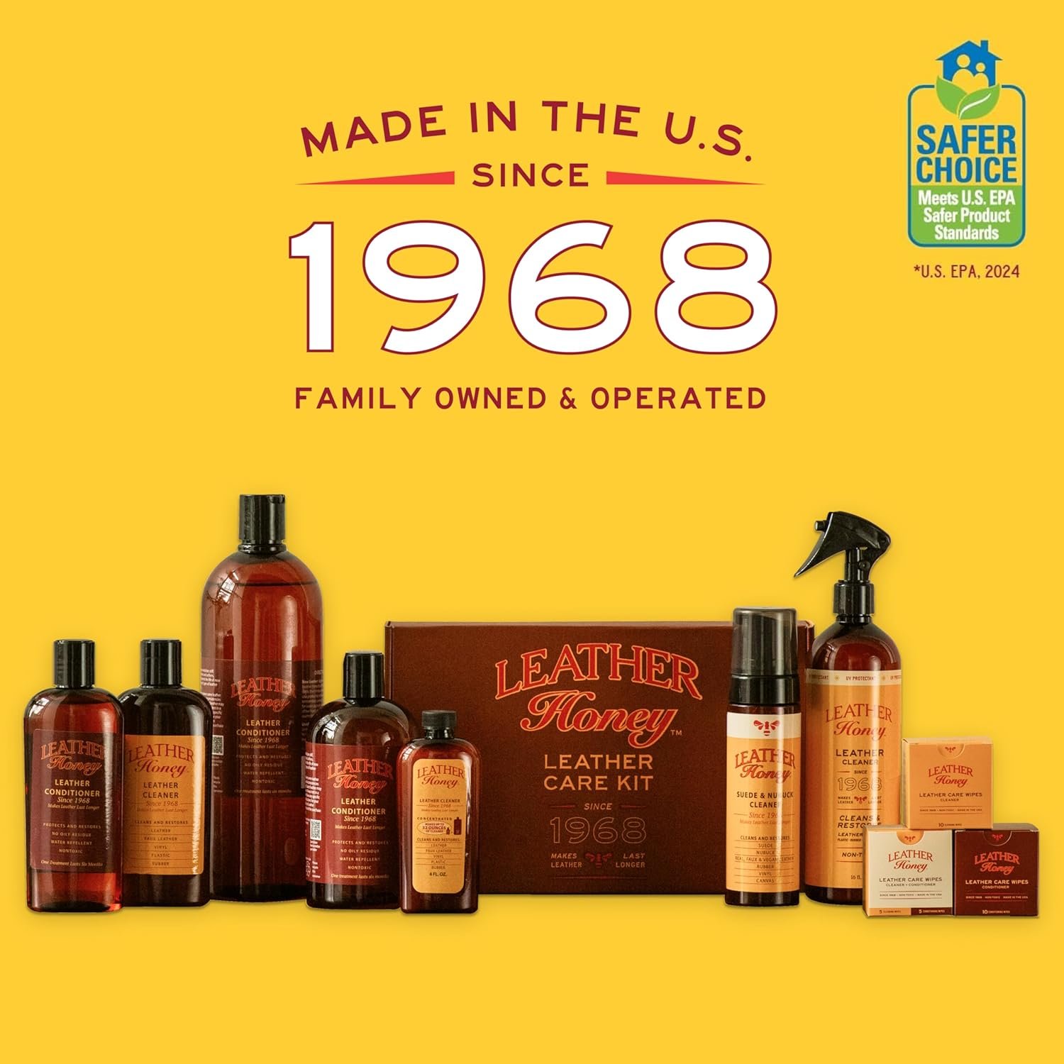 Leather Honey Leather Cleaner: Non-Toxic Leather Care Made in the USA Since 1968. Deep Cleans Leather, Faux & Vinyl - Couches, Car Seats, Purses, Tack, Shoes & Bags. Safe Any Colors & White Leather - Image 4