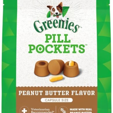 Greenies Pill Pockets for Dogs, Large Size Soft Dog Treats, Peanut Butter Flavor, 15.8 oz. Pouch