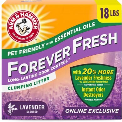 Arm & Hammer Forever Fresh Clumping Cat Litter Lavender, MultiCat Cat Litter Odor Control 18lb With 20% More Lavender Freshness, With Essential Oils