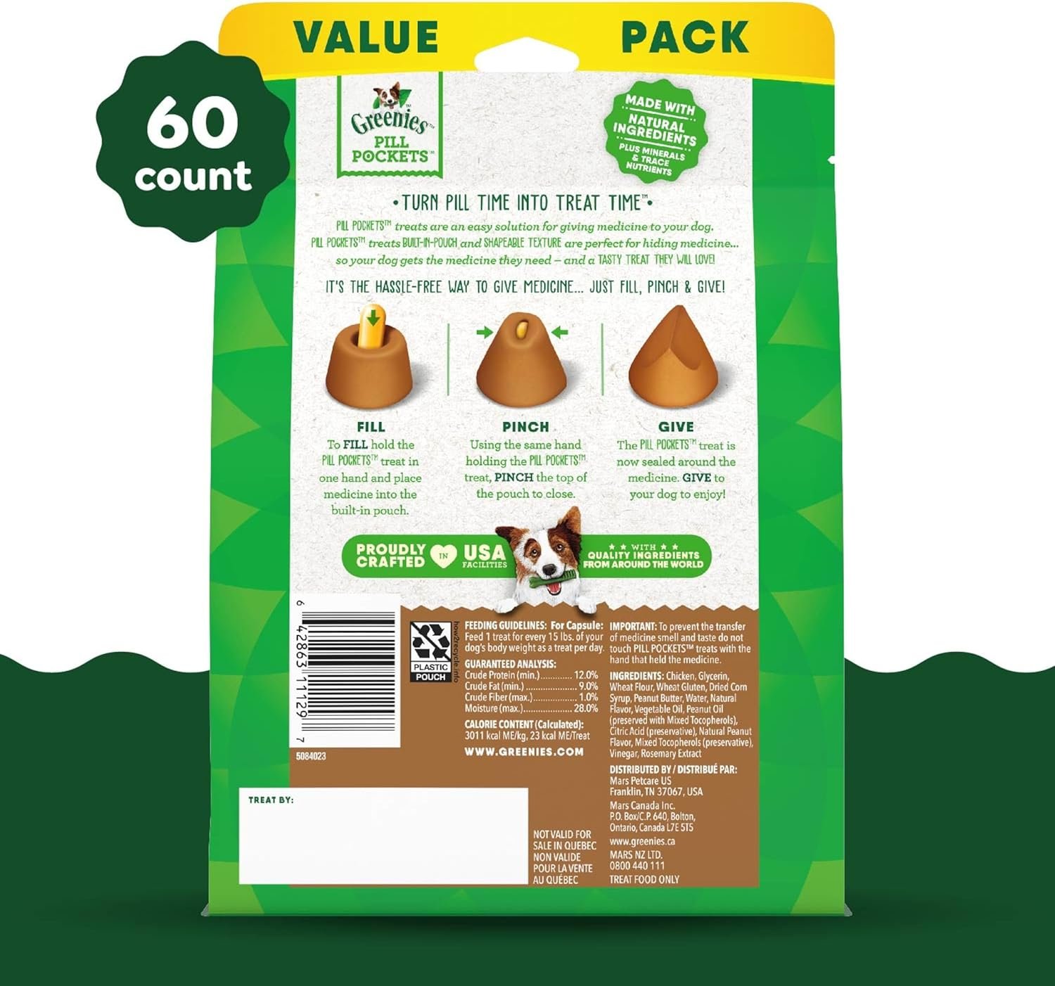 Greenies Pill Pockets for Dogs, Large Size Soft Dog Treats, Peanut Butter Flavor, 15.8 oz. Pouch - Image 2