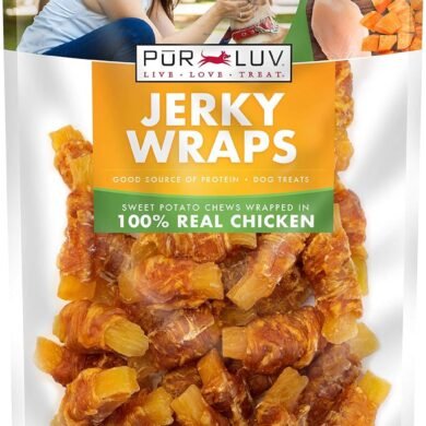 Pur Luv Chicken Wrapped Sweet Potato Dog Treats, Rawhide Free Jerky Wraps, Made with Real Chicken, 16 Oz, Healthy, Easily Digestible, Long Lasting, High Protein Treat, Satisfies Dog's Urge to Chew