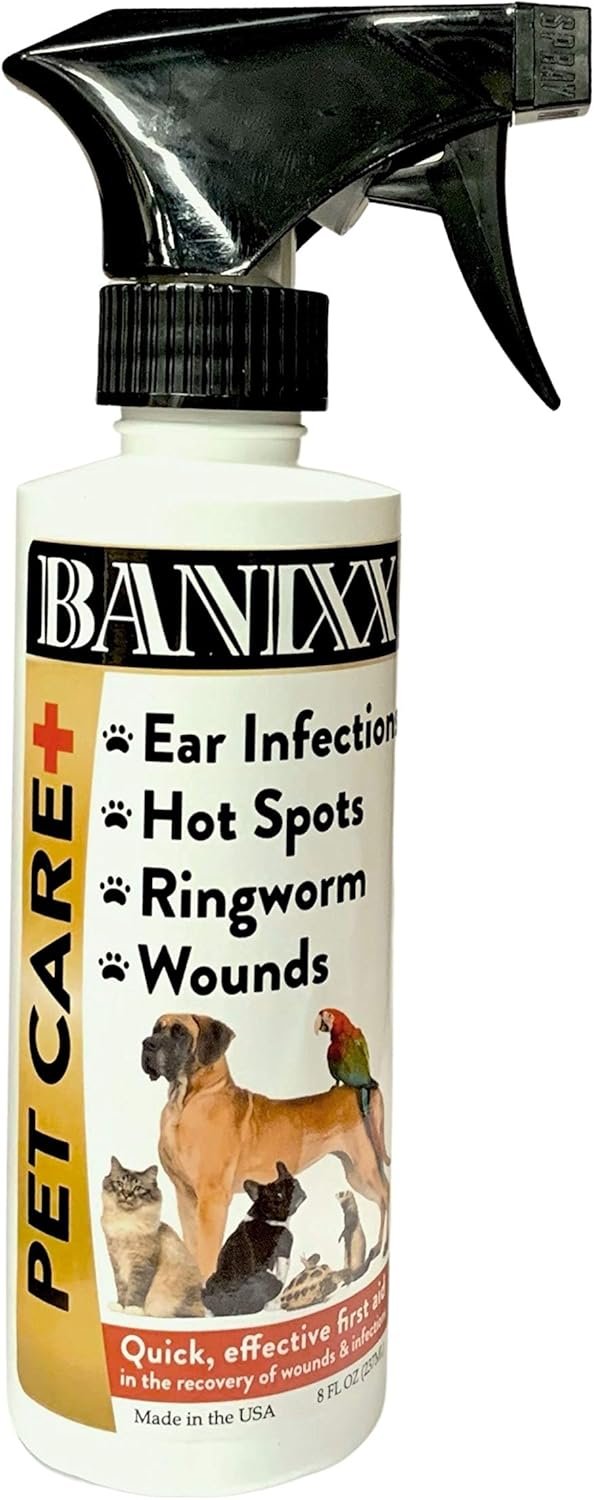 BANIXX Horse and Pet Care Spray, Skin Support for Horses, Dogs, and Cats, Alcohol-Free, Non-Staining, No Odor, Made in USA, All-Weather Grooming Formula, 2 oz