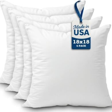 Foamily Throw Pillows Insert 18 x 18 Inches (Set of 4) Hypoallergenic, Made in USA - Decorative Couch, Bed Pillow