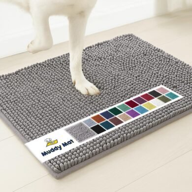 Muddy Mat® | Super Absorbent Door Mat Indoor, Microfiber Quick Dry Chenille Entryway Rug, Non-Slip Front Door Mat, Indoor Mats for Entryway, Machine Washable Pet Rug, Grey 30"x19"