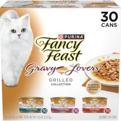 Purina Fancy Feast Gravy Lovers Poultry and Beef Grilled Gourmet Wet Cat Food Variety Pack - (Pack of 30) 3 oz. Cans