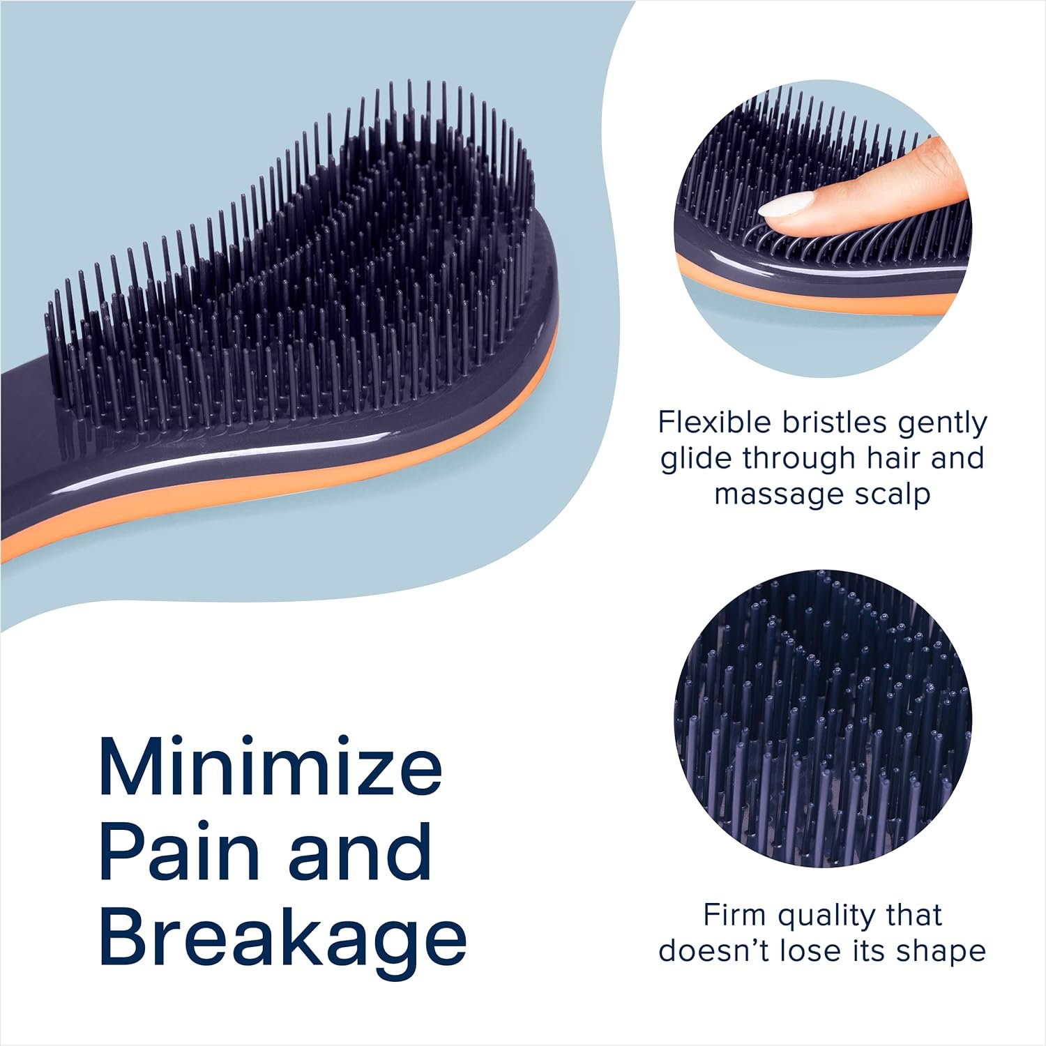 Crave Naturals Glide Thru Hair Brush - Detangler Brush for Curly, Straight, Wet or Dry Hair - Gentle Detangling Brusheses for Adults, Kids, Toddlers - Hair Accessories for Women, 7.5"x3" - Coral - Image 3