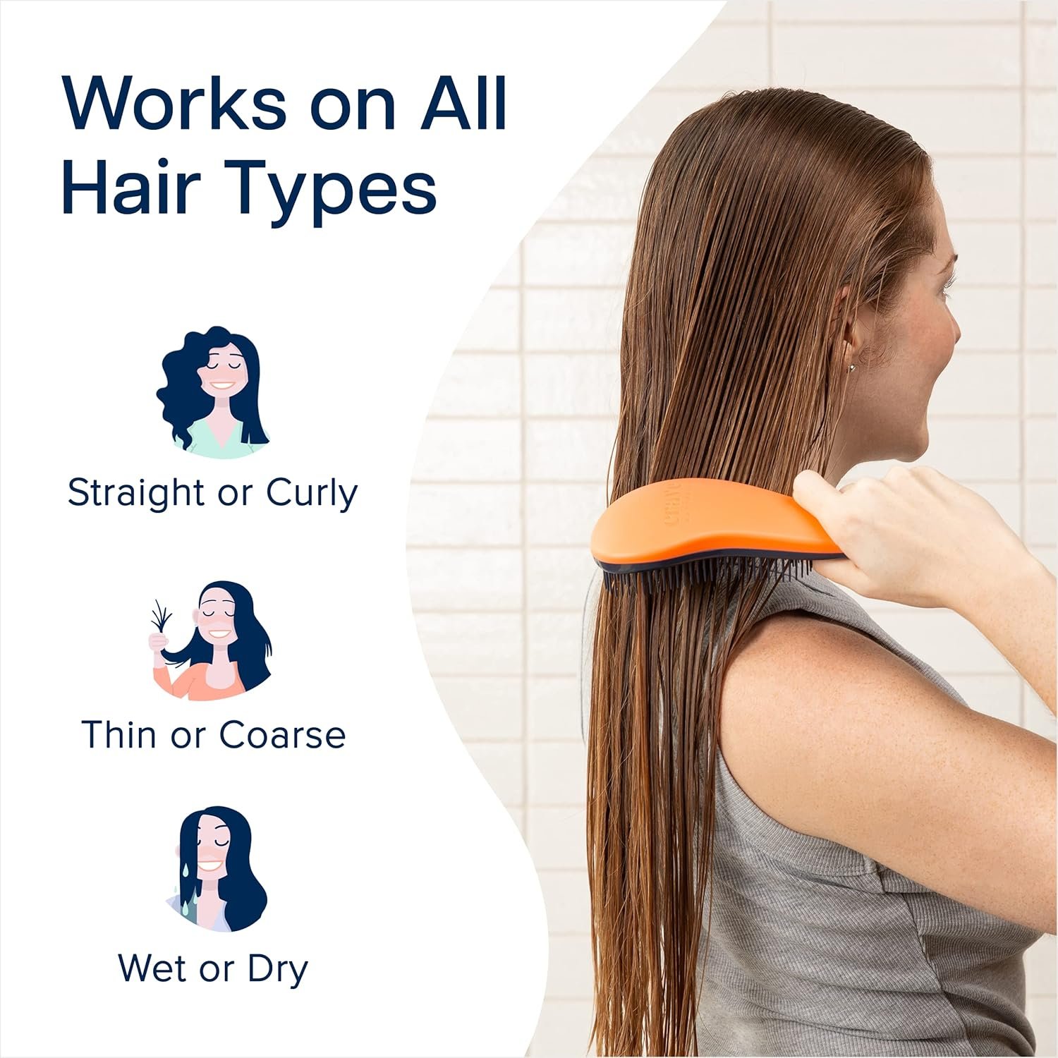 Crave Naturals Glide Thru Hair Brush - Detangler Brush for Curly, Straight, Wet or Dry Hair - Gentle Detangling Brusheses for Adults, Kids, Toddlers - Hair Accessories for Women, 7.5"x3" - Coral - Image 4