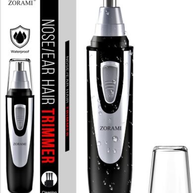 Ear and Nose Hair Trimmer Clipper - 2025 Professional Painless Eyebrow & Facial Hair Trimmer for Men Women, Battery-Operated Trimmer with IPX7 Waterproof, Dual Edge Blades for Easy Cleansing Black