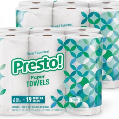 Flex-a-Size Paper Towels, 158 Sheet Huge Roll, 12 Rolls (2 Packs of 6), Equivalent to 38 Regular Rolls, White