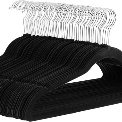 Velvet, Non-Slip Suit Clothes Hangers, Pack of 50, Black