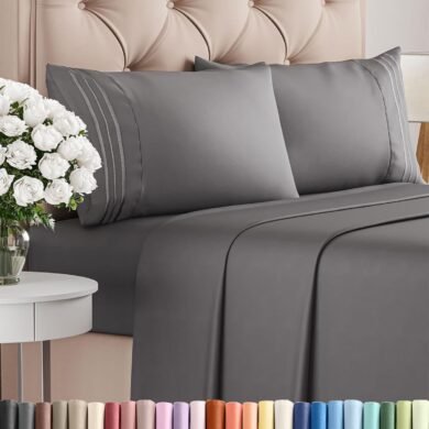 Queen Size 4 Piece Sheet Set - Comfy Breathable & Cooling Bed Sheets Set - Hotel Luxury Bedding for Women, Men, Kids, Teens, Boys & Girls - Deep Pockets, Soft and Wrinkle Free - Oeko-Tex - Dark Grey