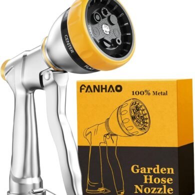 FANHAO Garden Hose Nozzle Sprayer, 100% Heavy Duty Metal Water Hose Sprayer with 7 Spray Patterns, High Pressure Spray Nozzle for Watering Plants & Lawns, Washing Cars & Pets