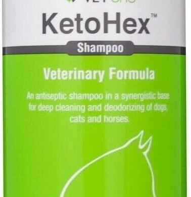 KetoHex Cat and Dog Shampoo - 16 oz Anti Bacterial Cat & Dog Flea And Tick Treatment, For Sensitive Skin Infections & Lesions, Protects & Moisturizes, Antifungal Treatment For Dogs & Cats - VetOne